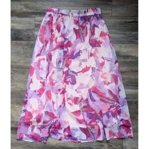 Chrisopher & Banks Maxi Skirt Pinks Purples Long Floral Women's Petite Small